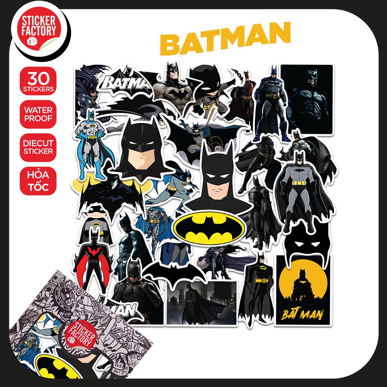 Batman - Set 30 sticker hình dán