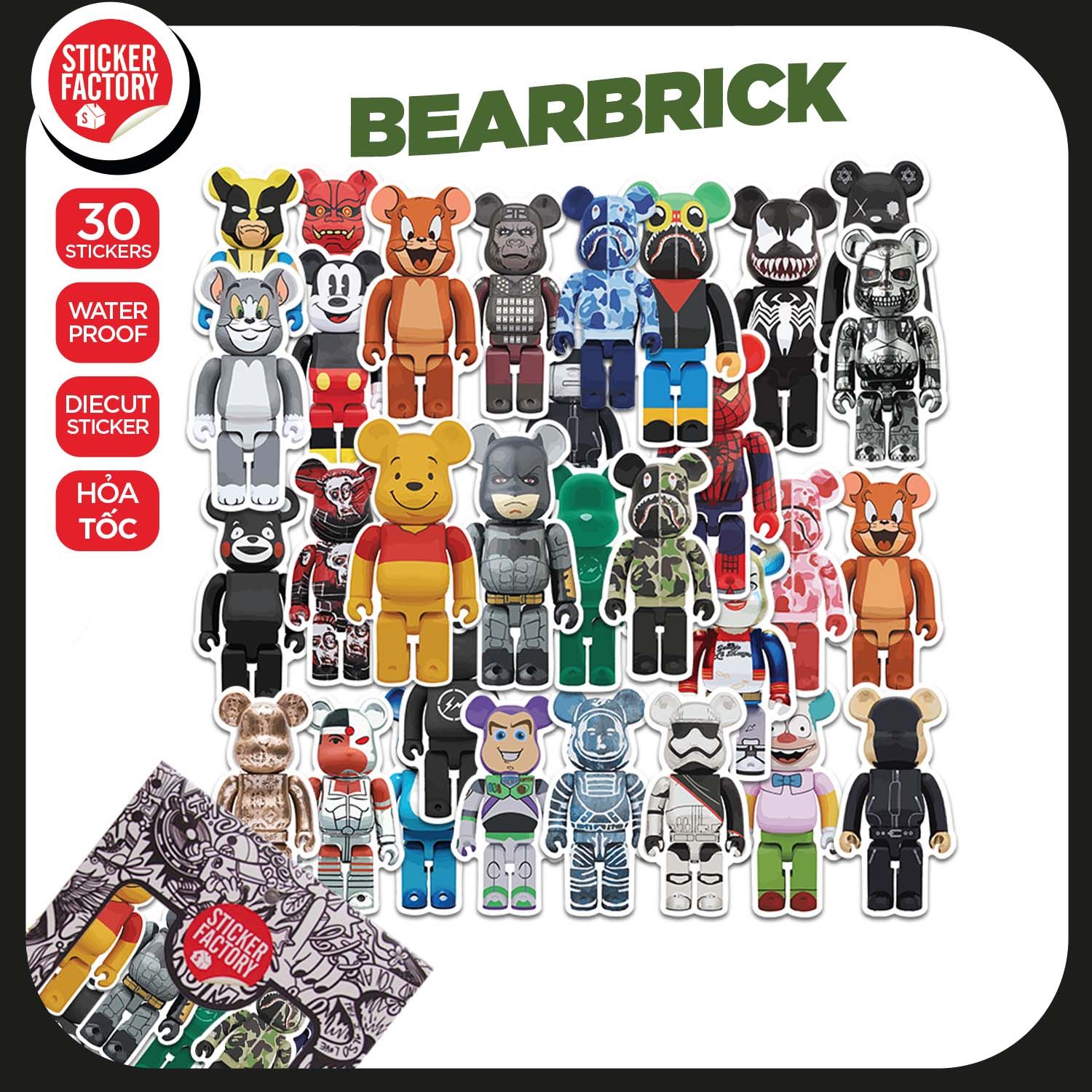 Bearbrick - Set 30 sticker hình dán