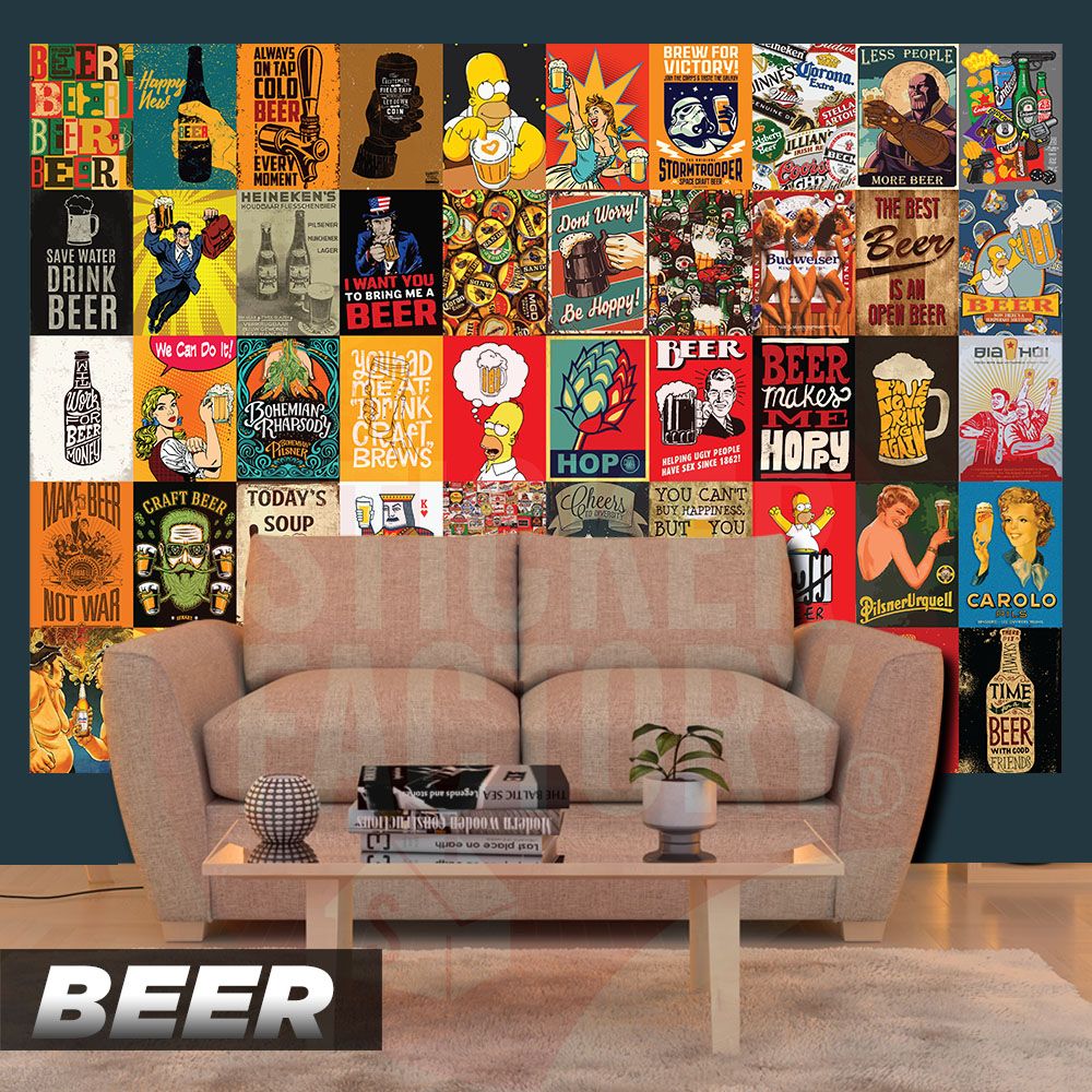 BEER - Set 50 Poster A4 dán tường trang trí