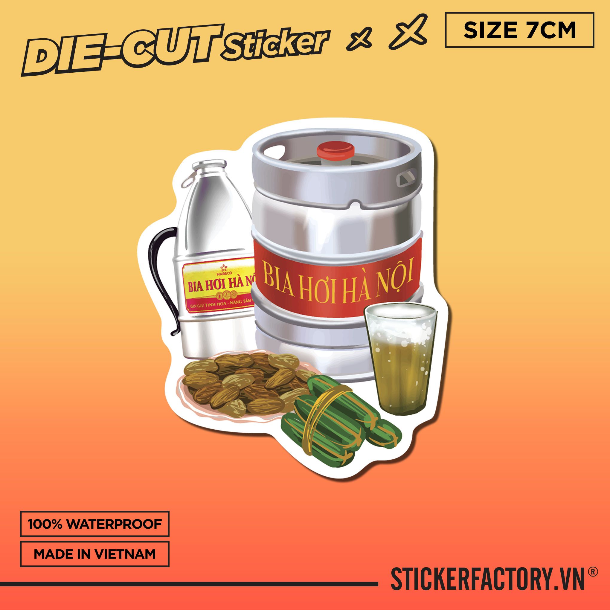 BIA HƠI HÀ NỘI 7cm - Sticker Die-cut hình dán cắt rời