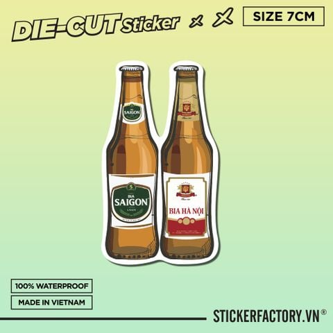  BIA SÀI GÒN - BIA HÀ NỘI 7cm - Sticker Die-cut hình dán cắt rời 