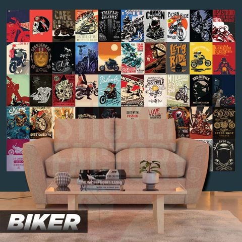  BIKER - Set 50 Poster A4 dán tường trang trí 