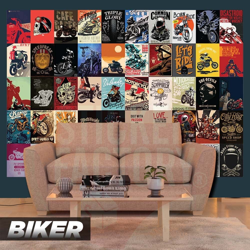 BIKER - Set 50 Poster A4 dán tường trang trí