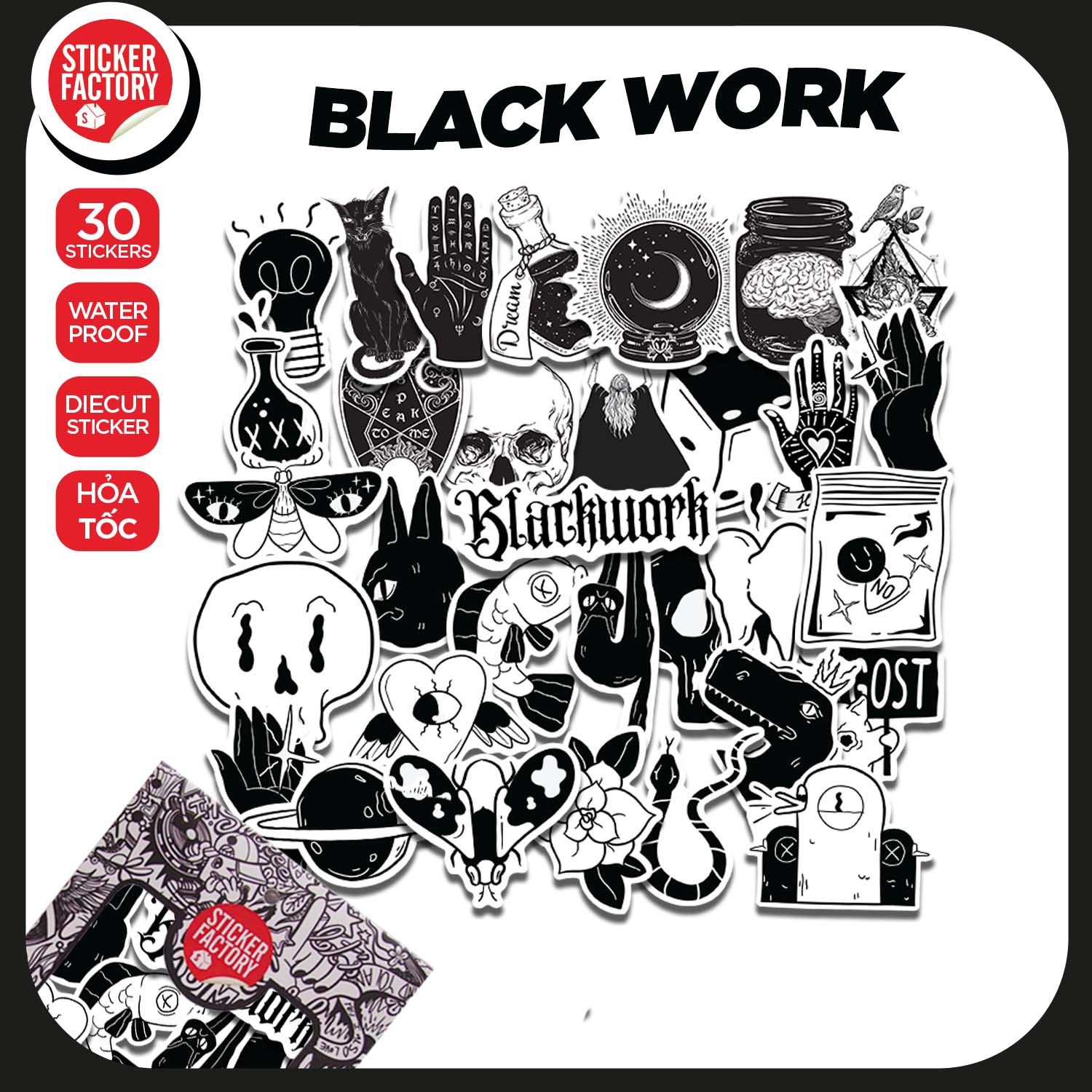 Blackwork - Set 30 sticker hình dán