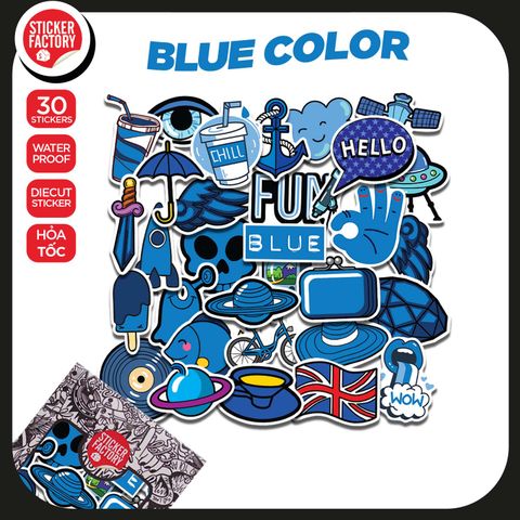  Blue Color - Set 30 sticker hình dán 