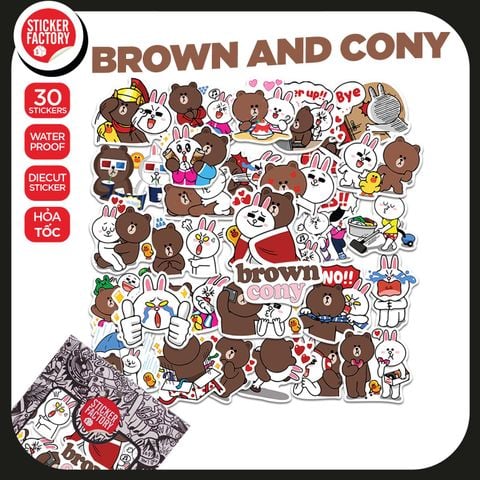  Brown and Cony - Set 30 sticker hình dán 