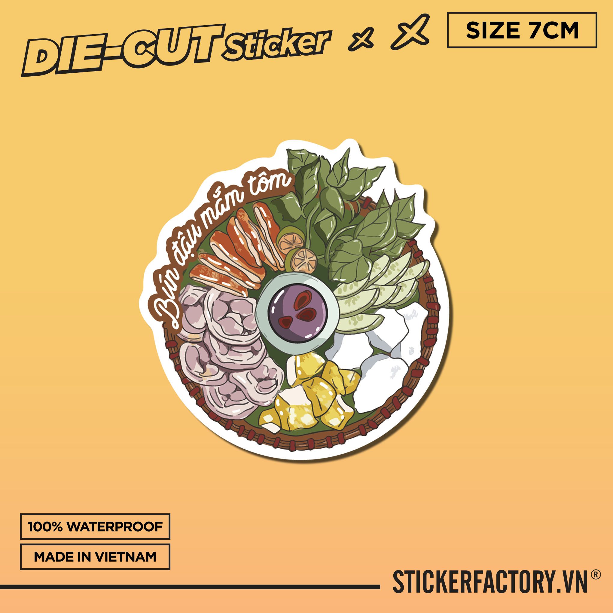 BÚN ĐẬU MẮM TÔM 7cm - Sticker Die-cut hình dán cắt rời