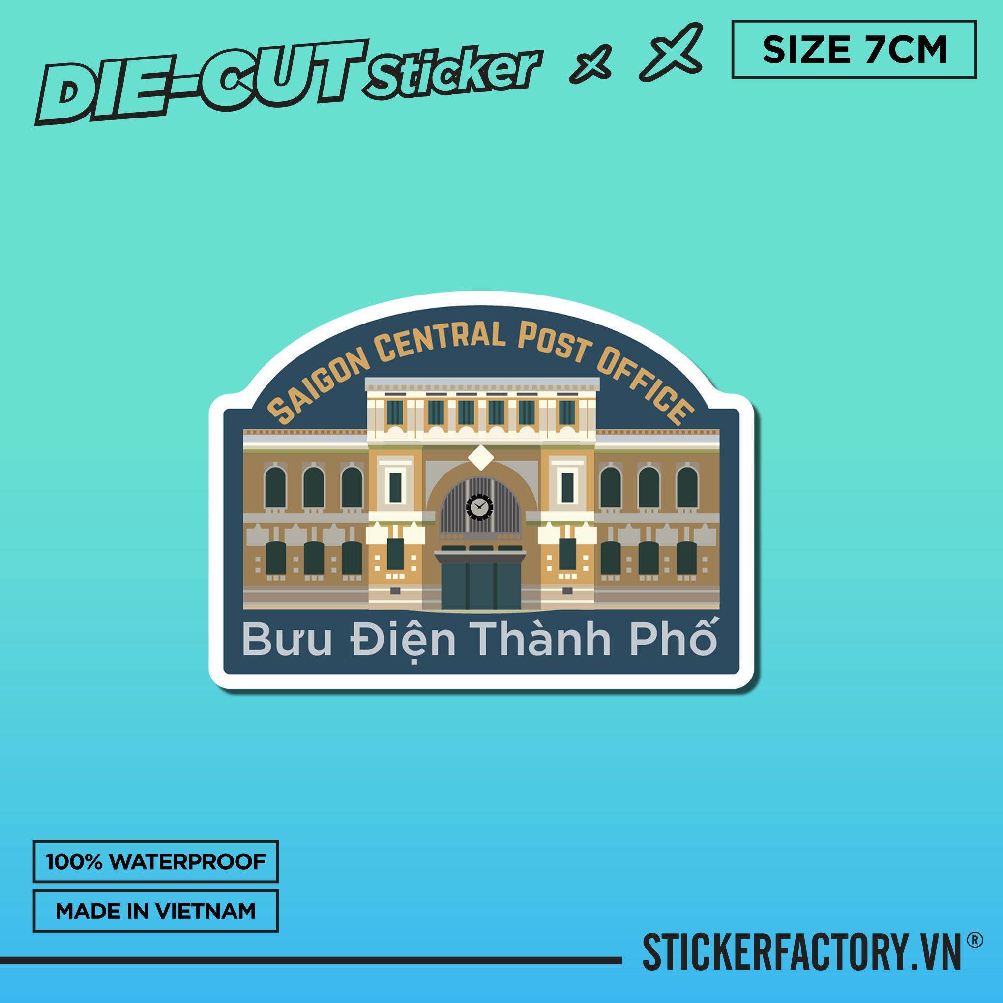 BƯU ĐIỆN THÀNH PHỐ HỒ CHÍ MINH 7cm - Sticker Die-cut hình dán cắt rời