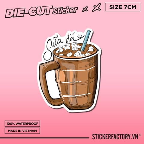  CÀ PHÊ SỮA ĐÁ 7cm - Sticker Die-cut hình dán cắt rời 