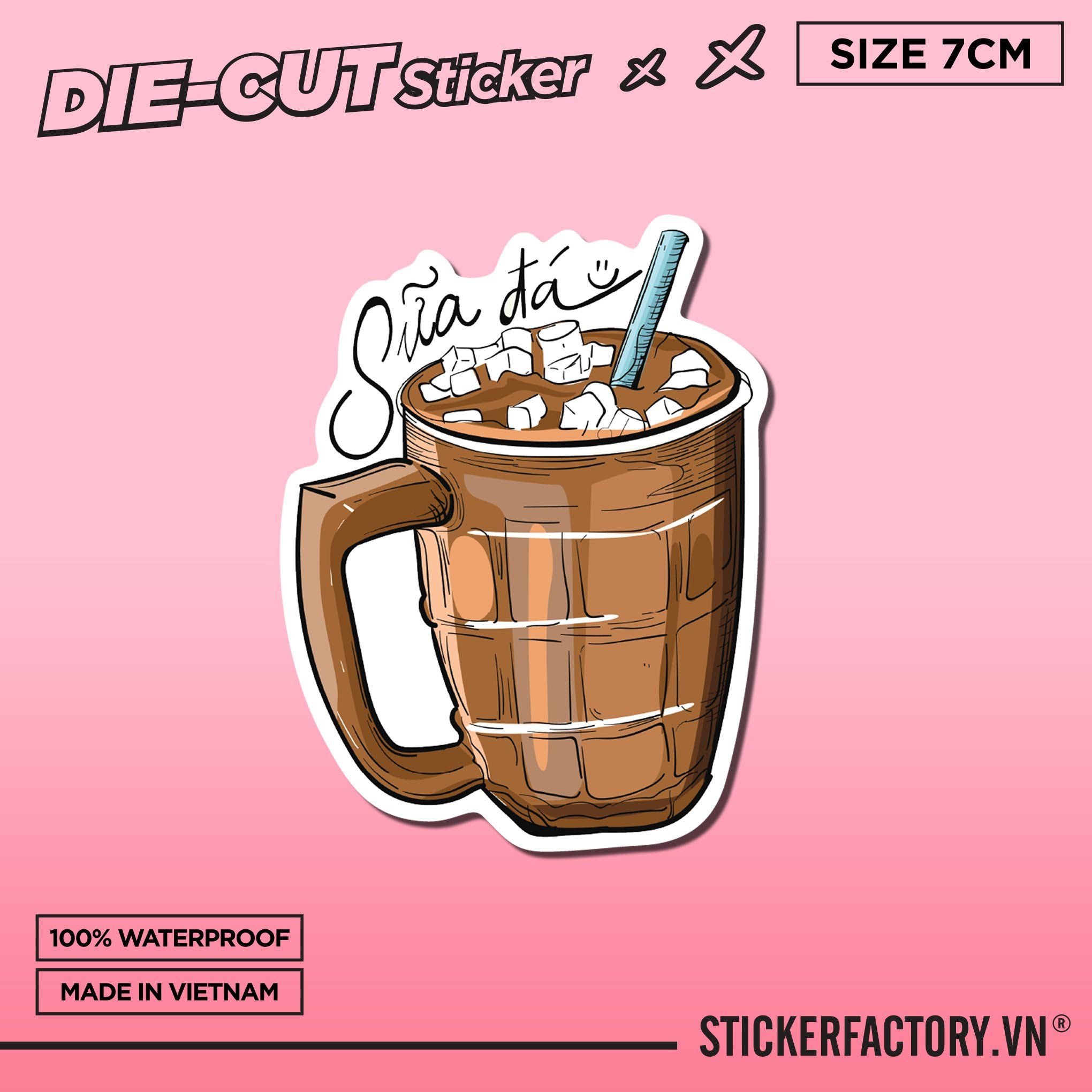 CÀ PHÊ SỮA ĐÁ 7cm - Sticker Die-cut hình dán cắt rời
