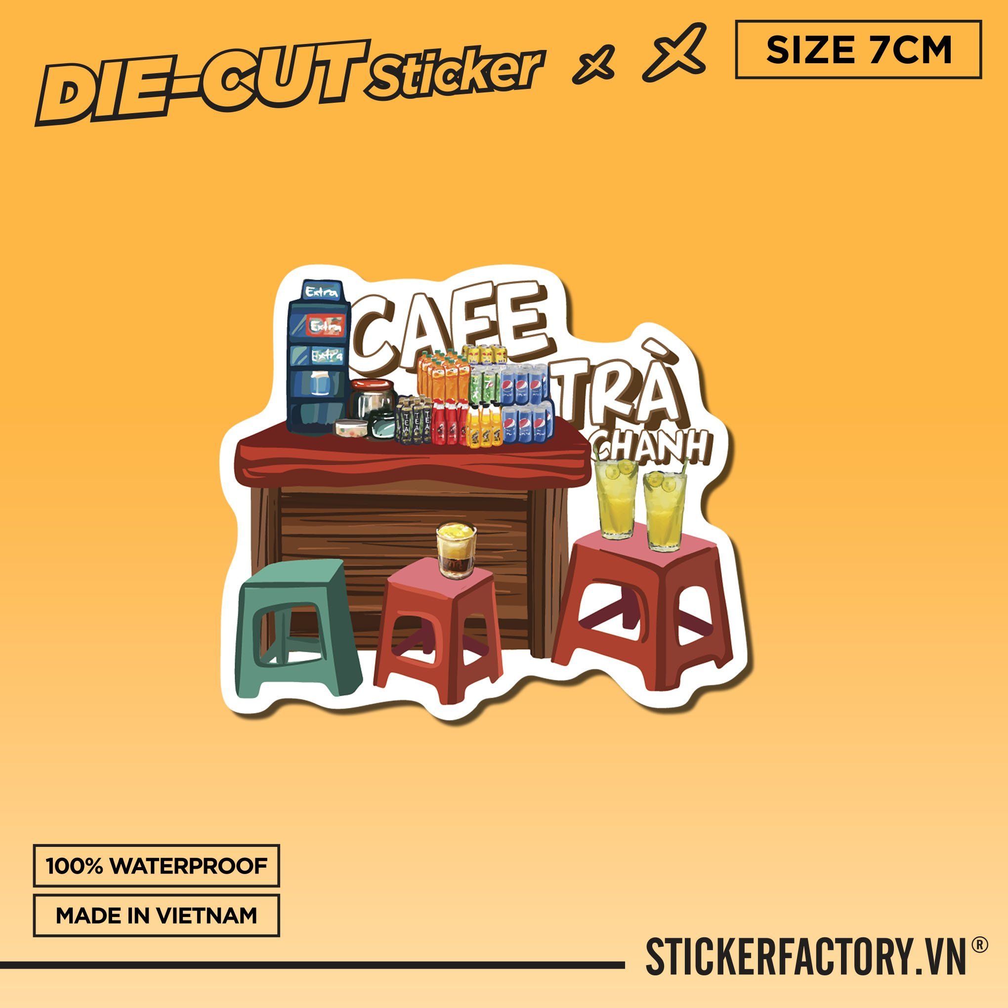 CAFE TRÀ CHANH 7cm - Sticker Die-cut hình dán cắt rời