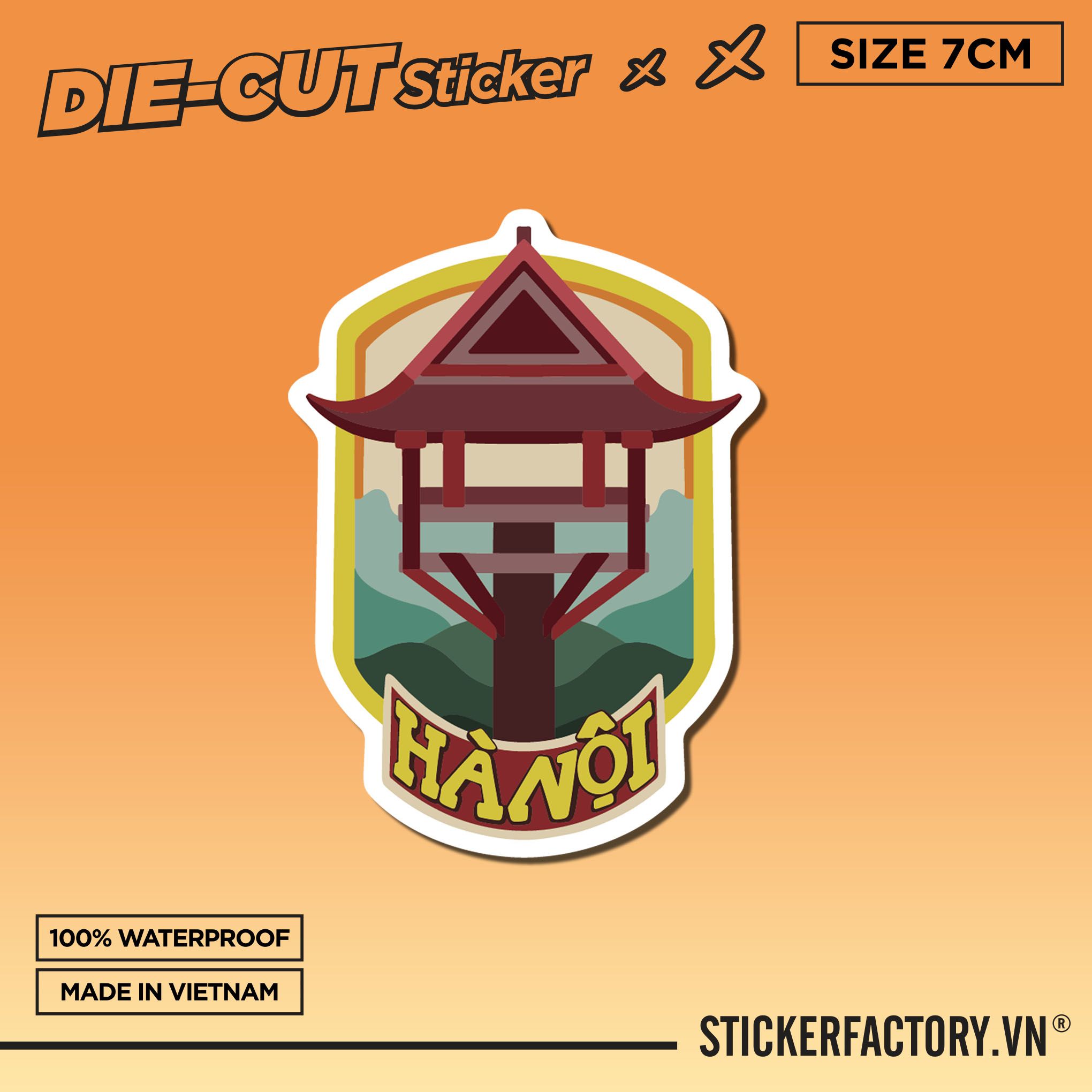 CHÙA MỘT CỘT 7cm - Sticker Die-cut hình dán cắt rời