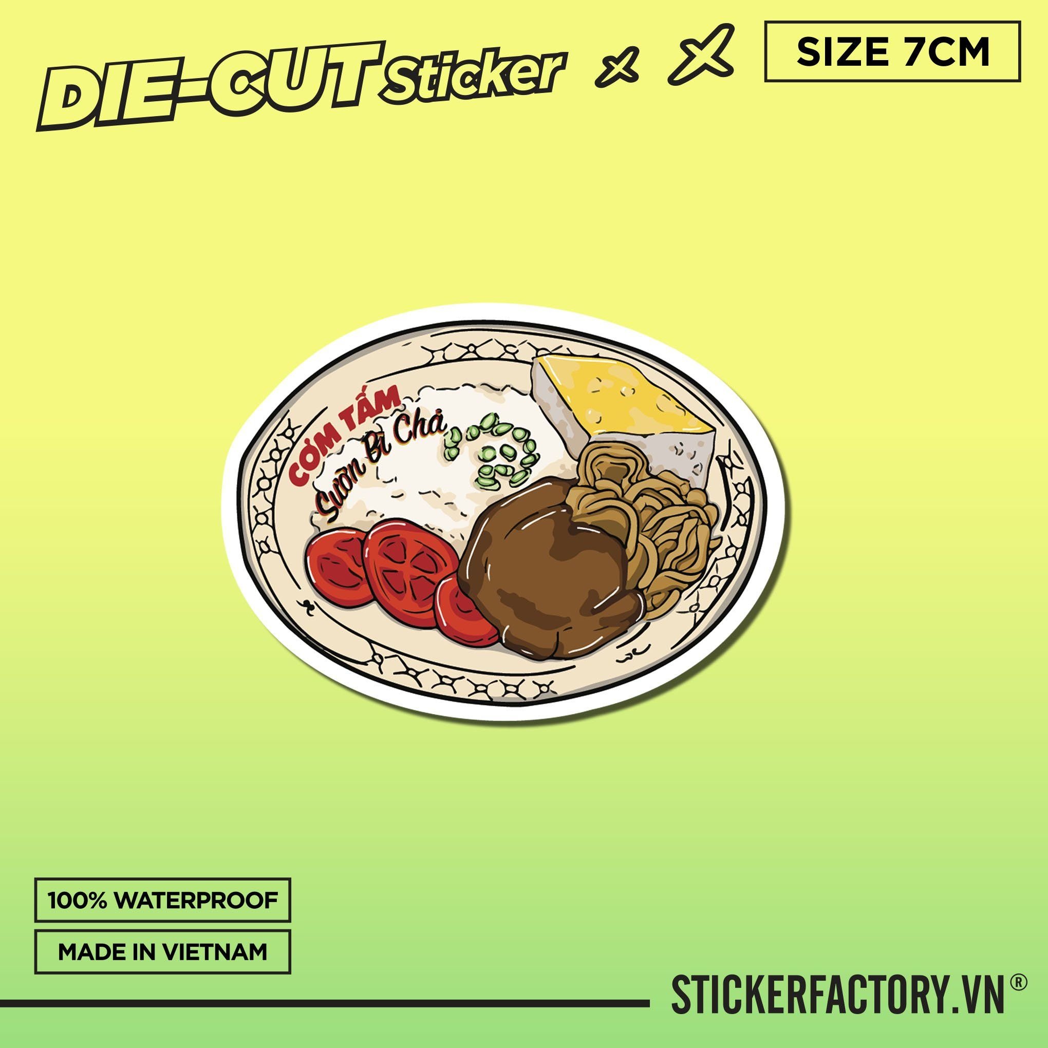 CƠM TẤM SƯỜN BÌ CHẢ 7cm - Sticker Die-cut hình dán cắt rời