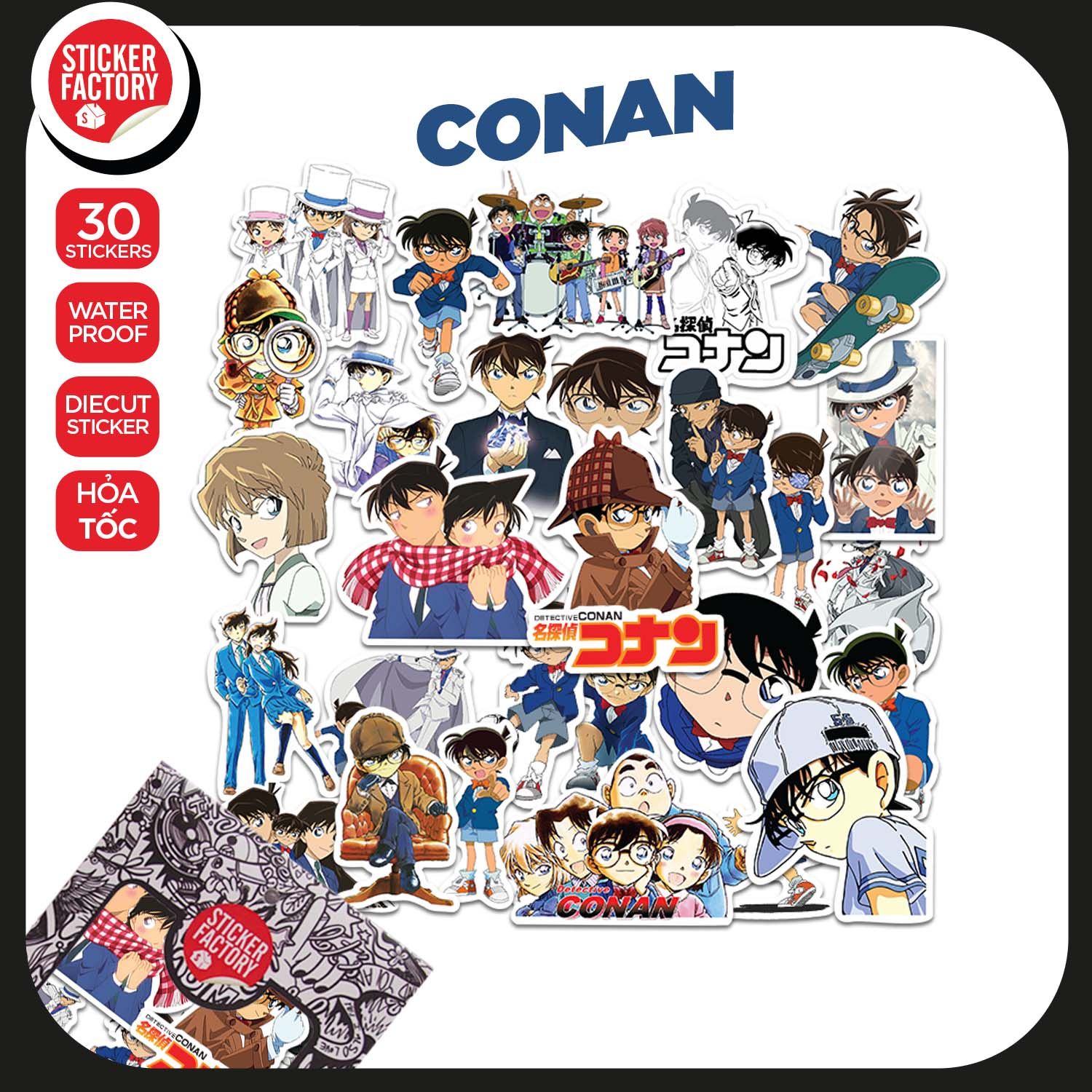 Conan - Set 30 sticker hình dán