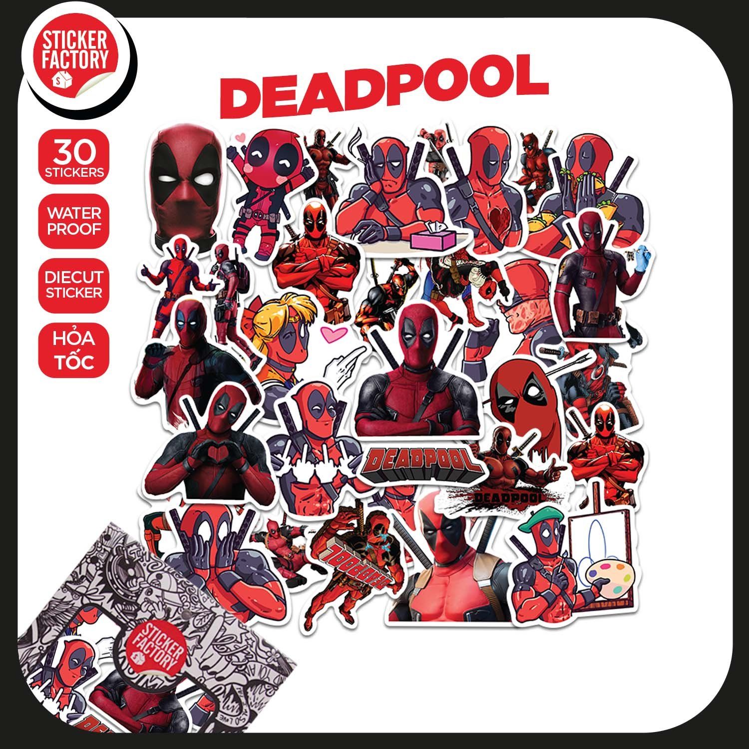 Deadpool - Set 30 sticker hình dán