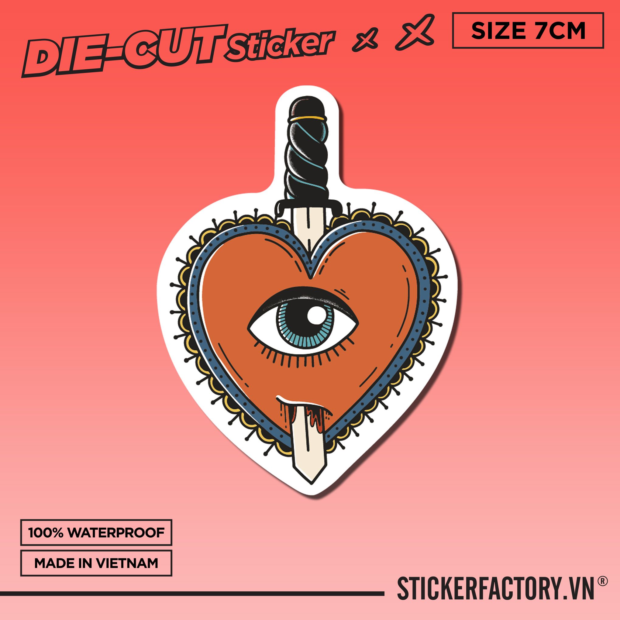DEMON HEART TATTOO 7cm - Sticker Die-cut hình dán cắt rời
