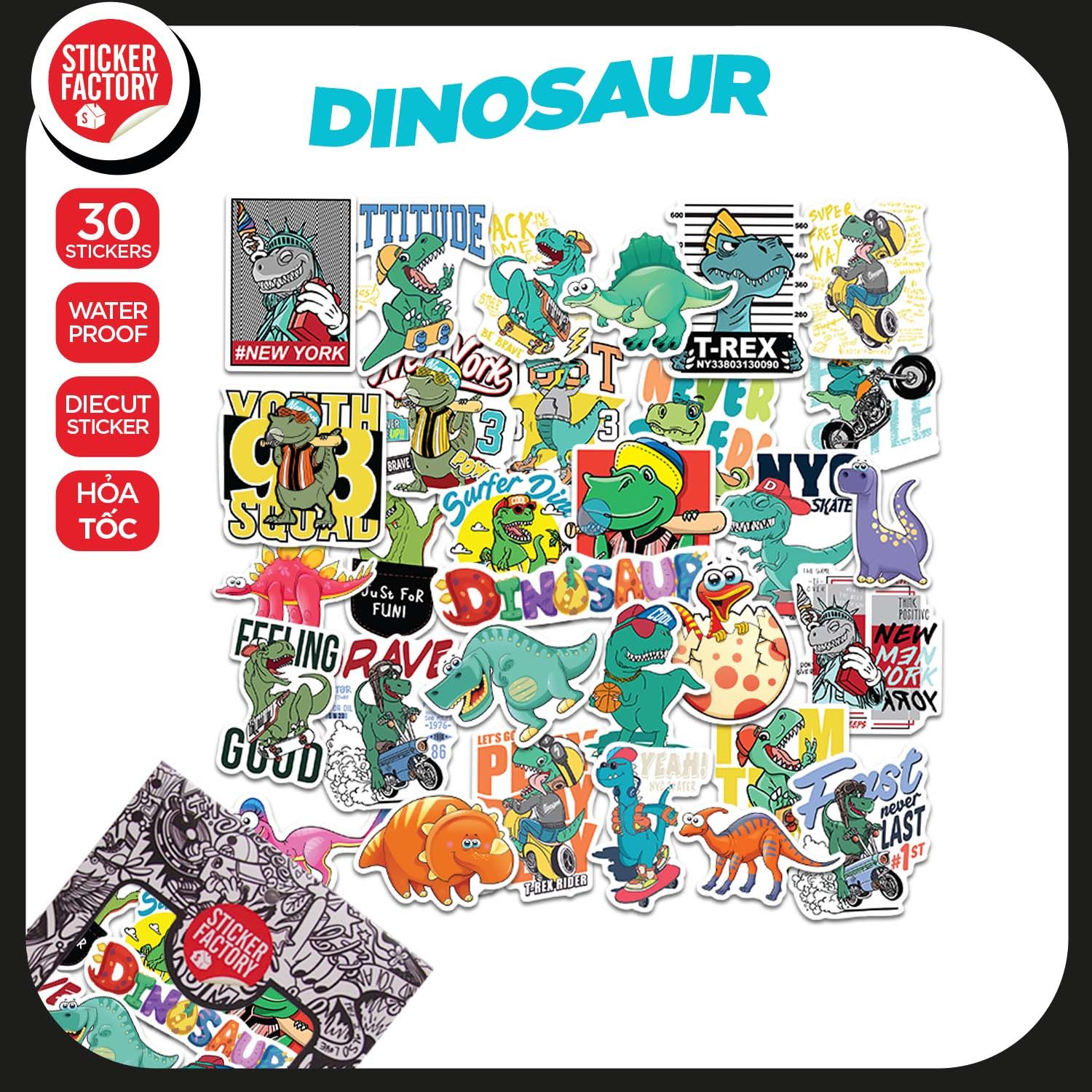 Dinosaur - Set 30 sticker hình dán