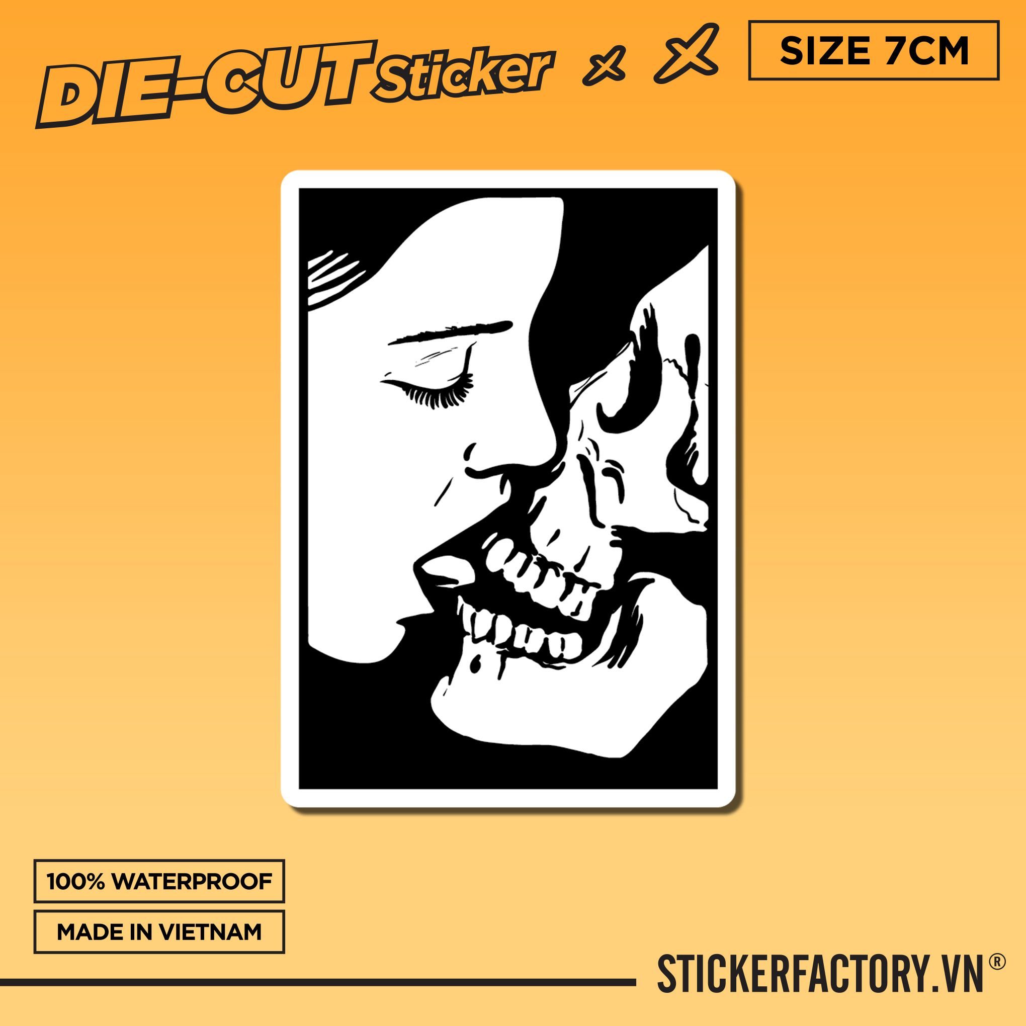 GIRL AND SKULL 7cm - Sticker Die-cut hình dán cắt rời