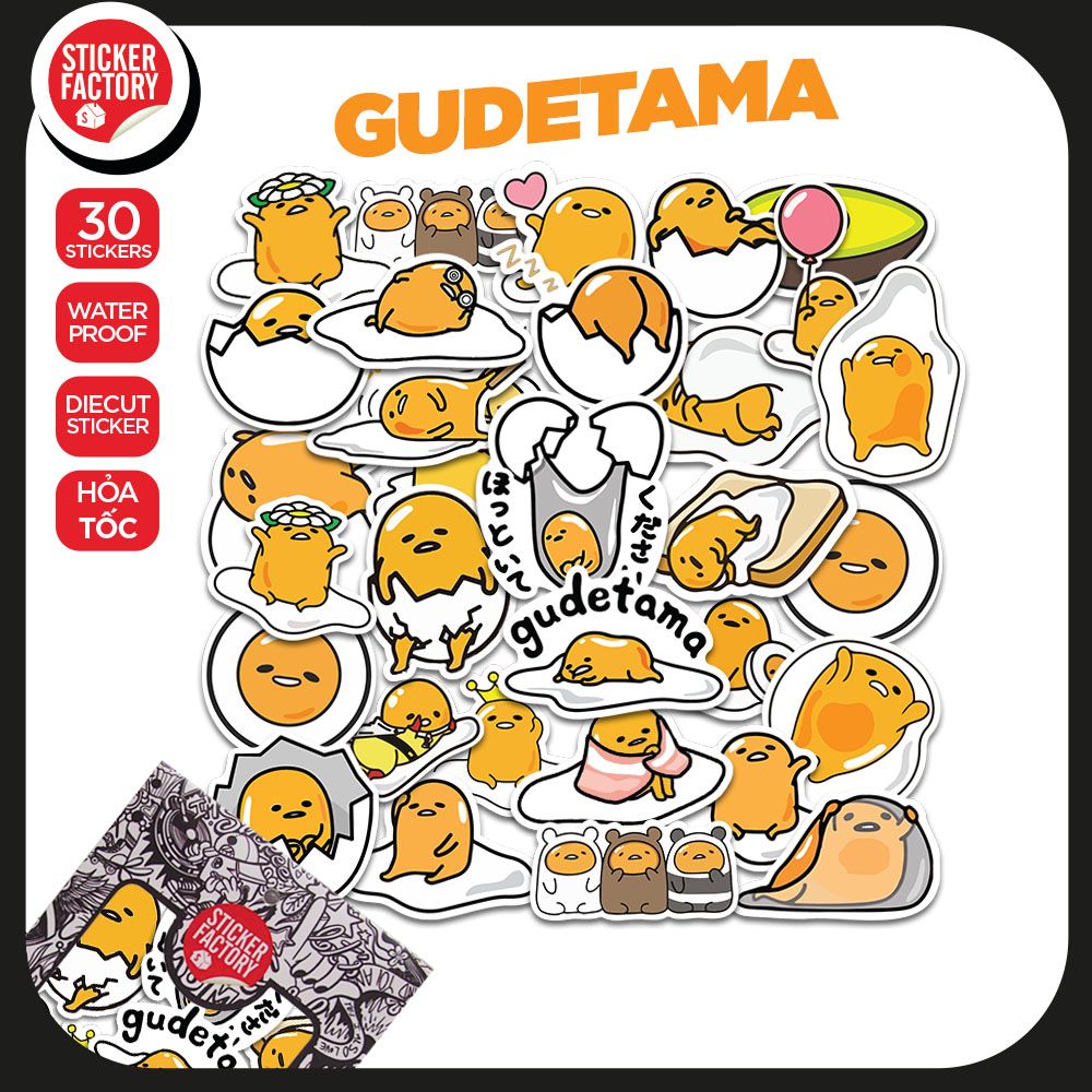 Gudetama - Set 30 sticker hình dán