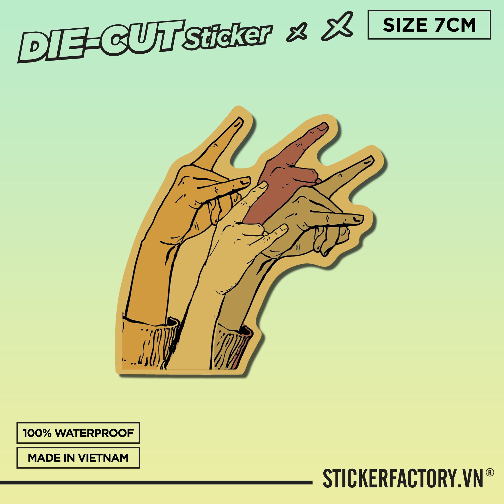 HANDS UP ROCK SIGN 7cm - Sticker Die-cut hình dán cắt rời