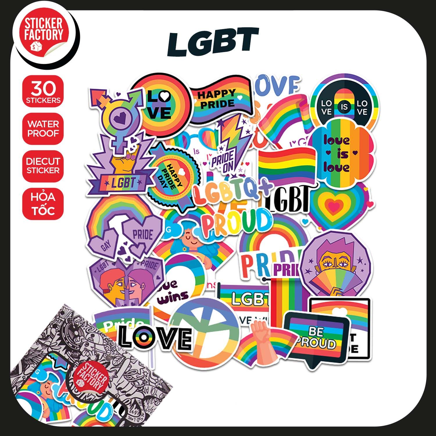 LGBT - Set 30 sticker hình dán