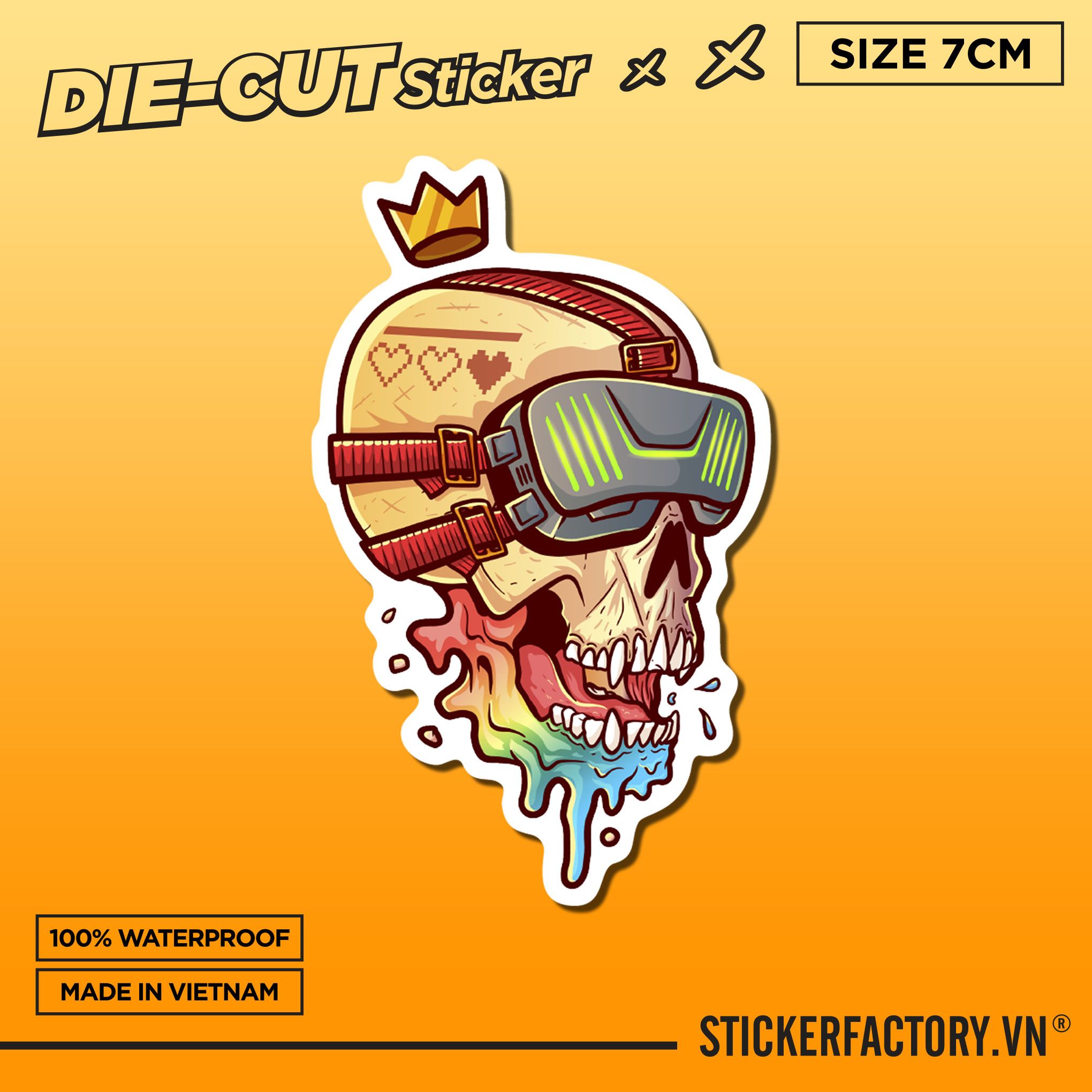 SKULL LIFE IS A GAME 7cm - Sticker Die-cut hình dán cắt rời