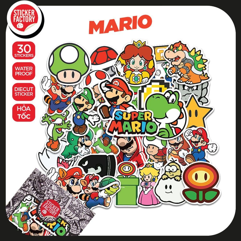 Mario - Set 30 sticker hình dán