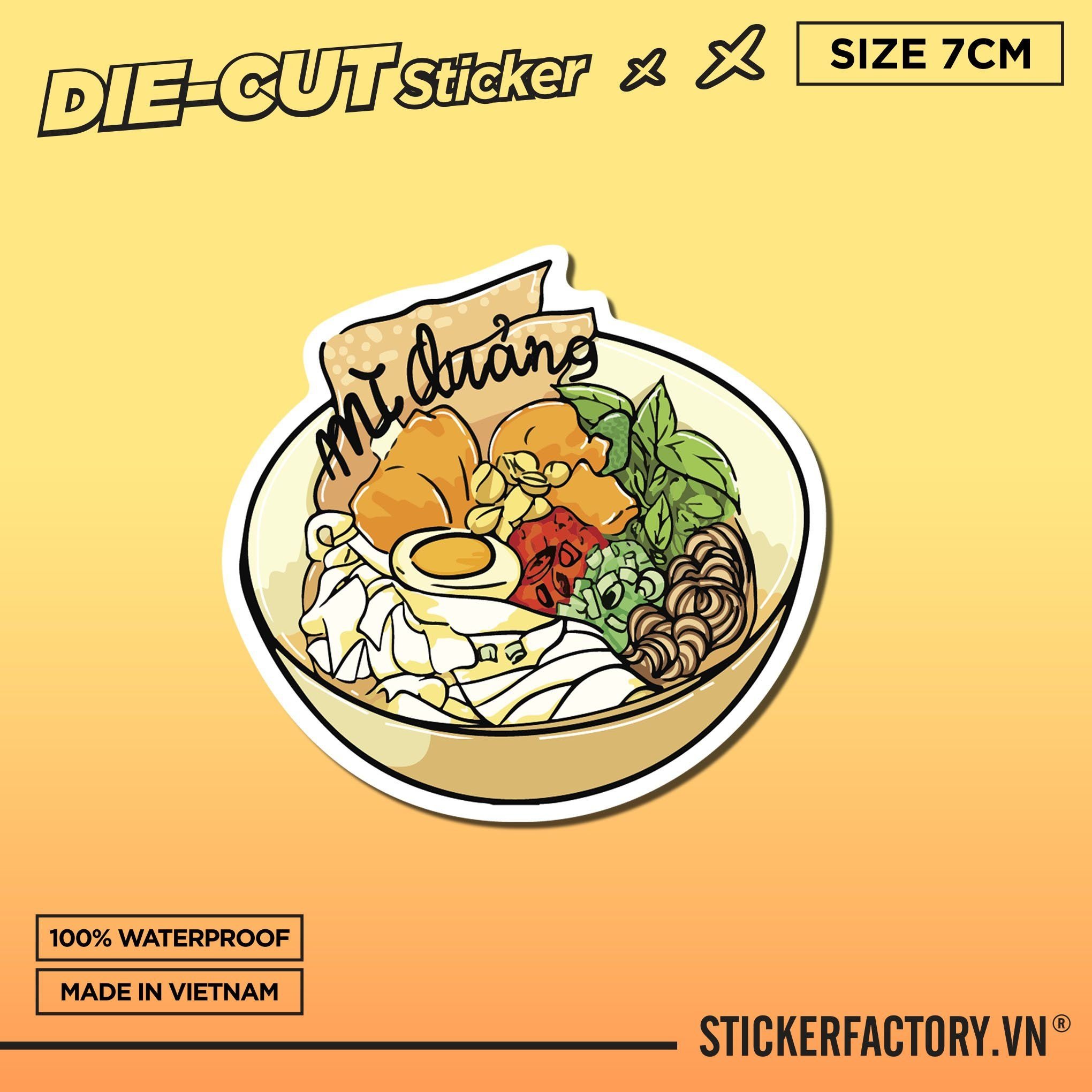 MÌ QUẢNG 7cm - Sticker Die-cut hình dán cắt rời