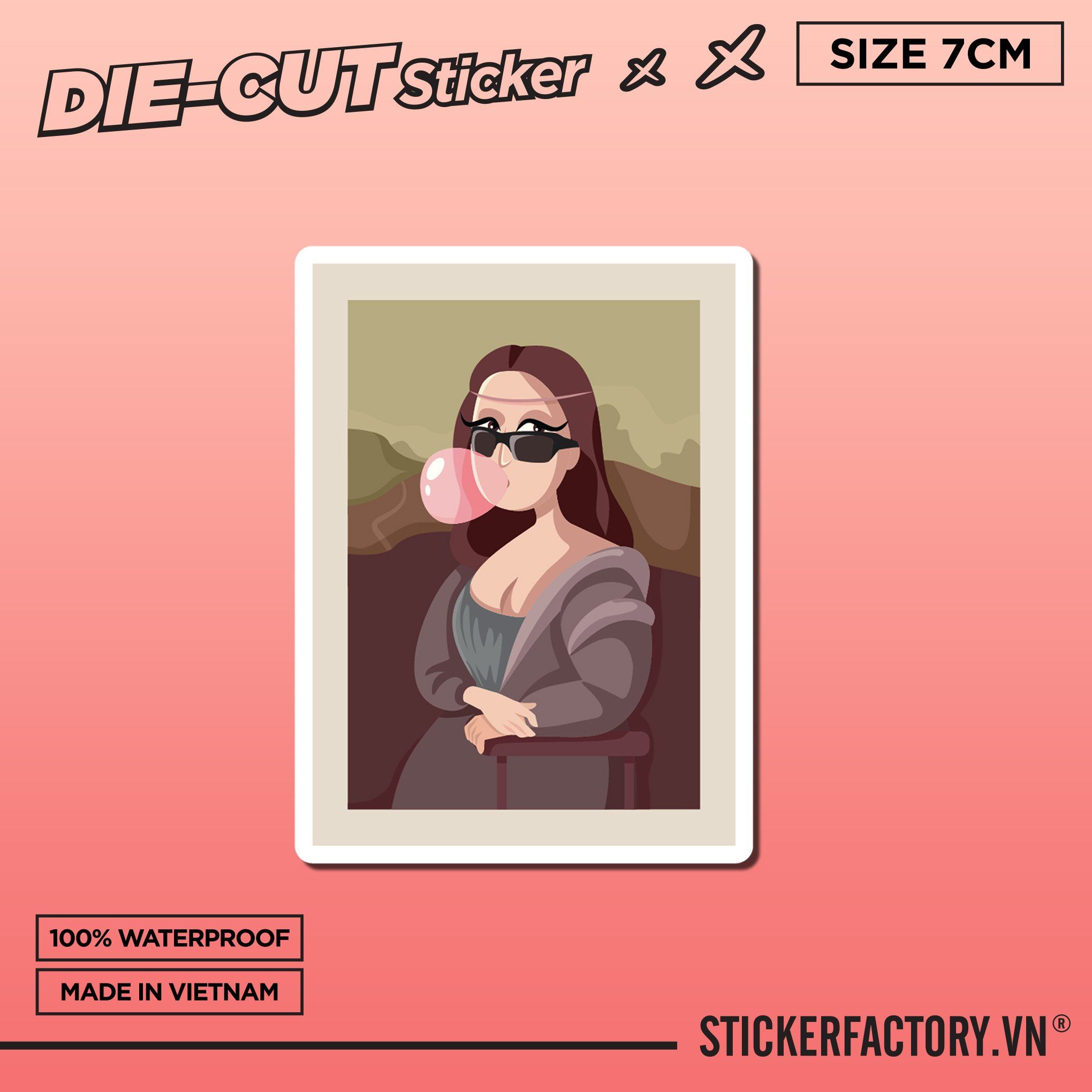 MONA LISA BLOWING BUBBLE GUM 7cm - Sticker Die-cut hình dán cắt rời