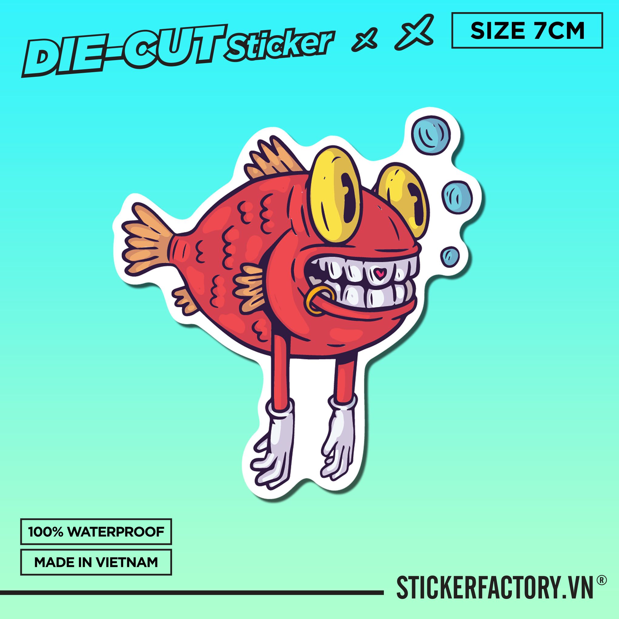 MONSTER FISH 7cm - Sticker Die-cut hình dán cắt rời