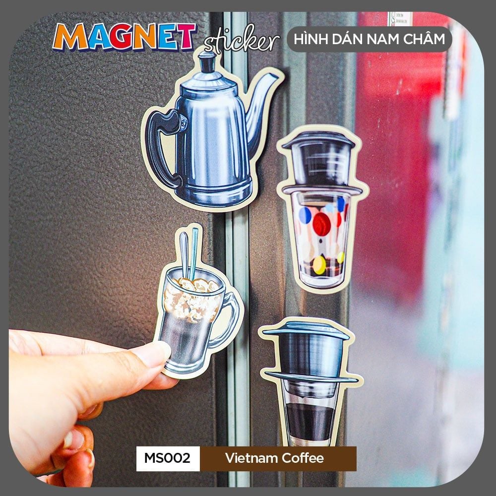 MS002 Vietnam Coffee - Set 4 Magnet Sticker - Hình dán nam châm
