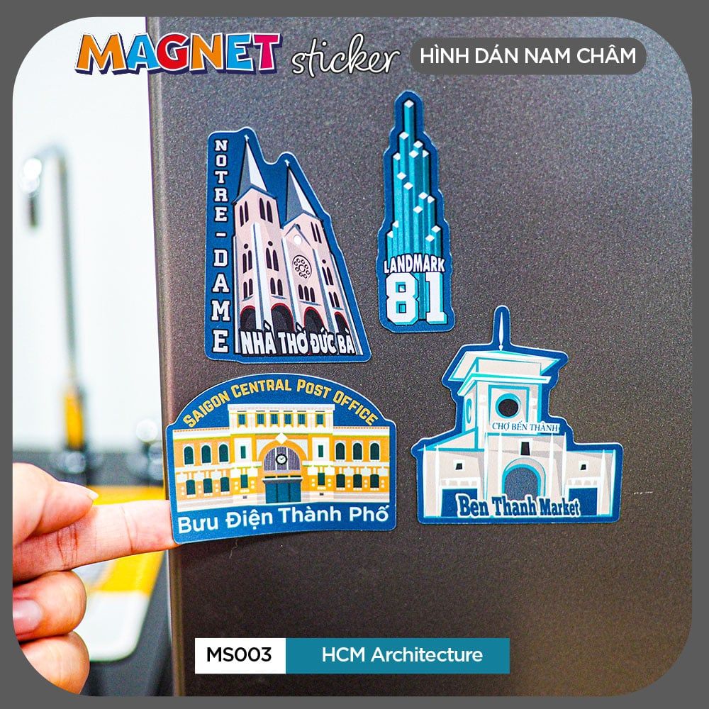 MS003 HCM Architecture - Set 4 Magnet Sticker - Hình dán nam châm