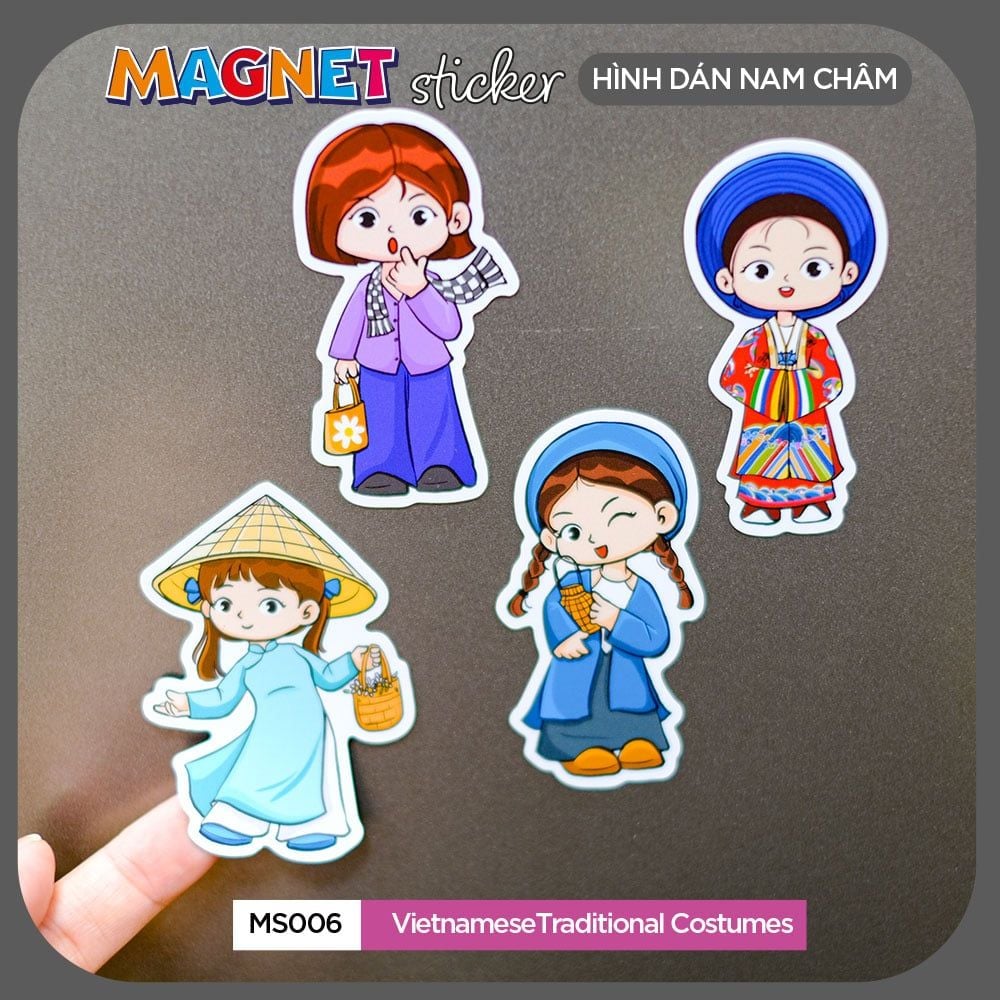 MS006 VietnameseTraditional Costumes - Set 4 Magnet Sticker - Hình dán nam châm