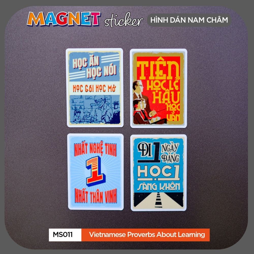 MS011 Vietnamese Proverbs About Learning - Set 4 Magnet Sticker - Hình dán nam châm