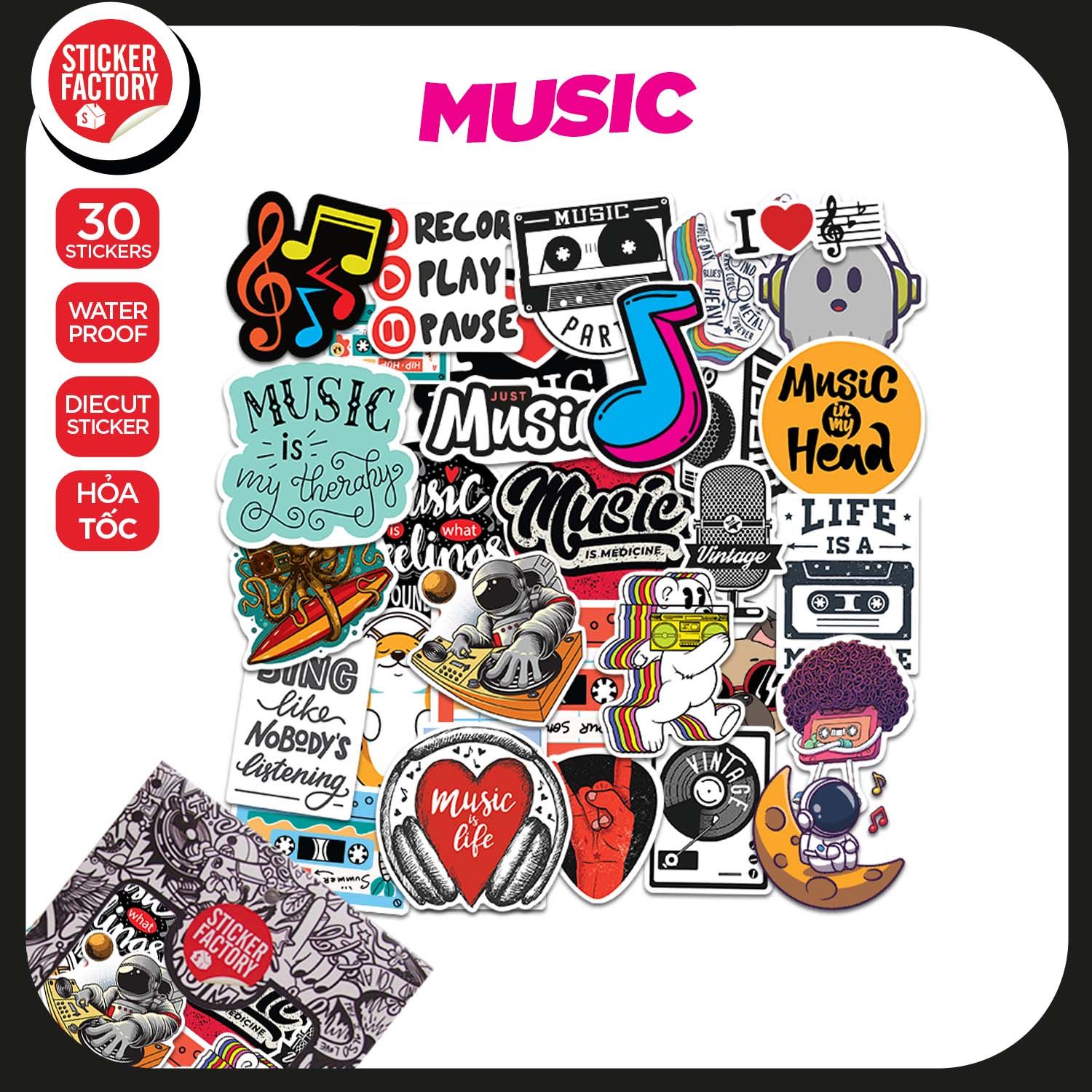 Music - Set 30 sticker hình dán