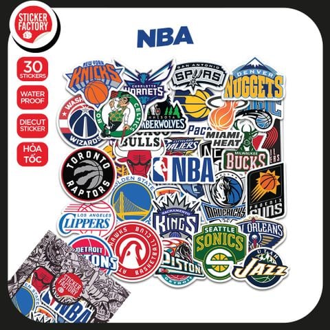  NBA - Set 30 sticker hình dán 