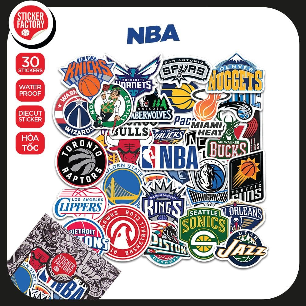 NBA - Set 30 sticker hình dán