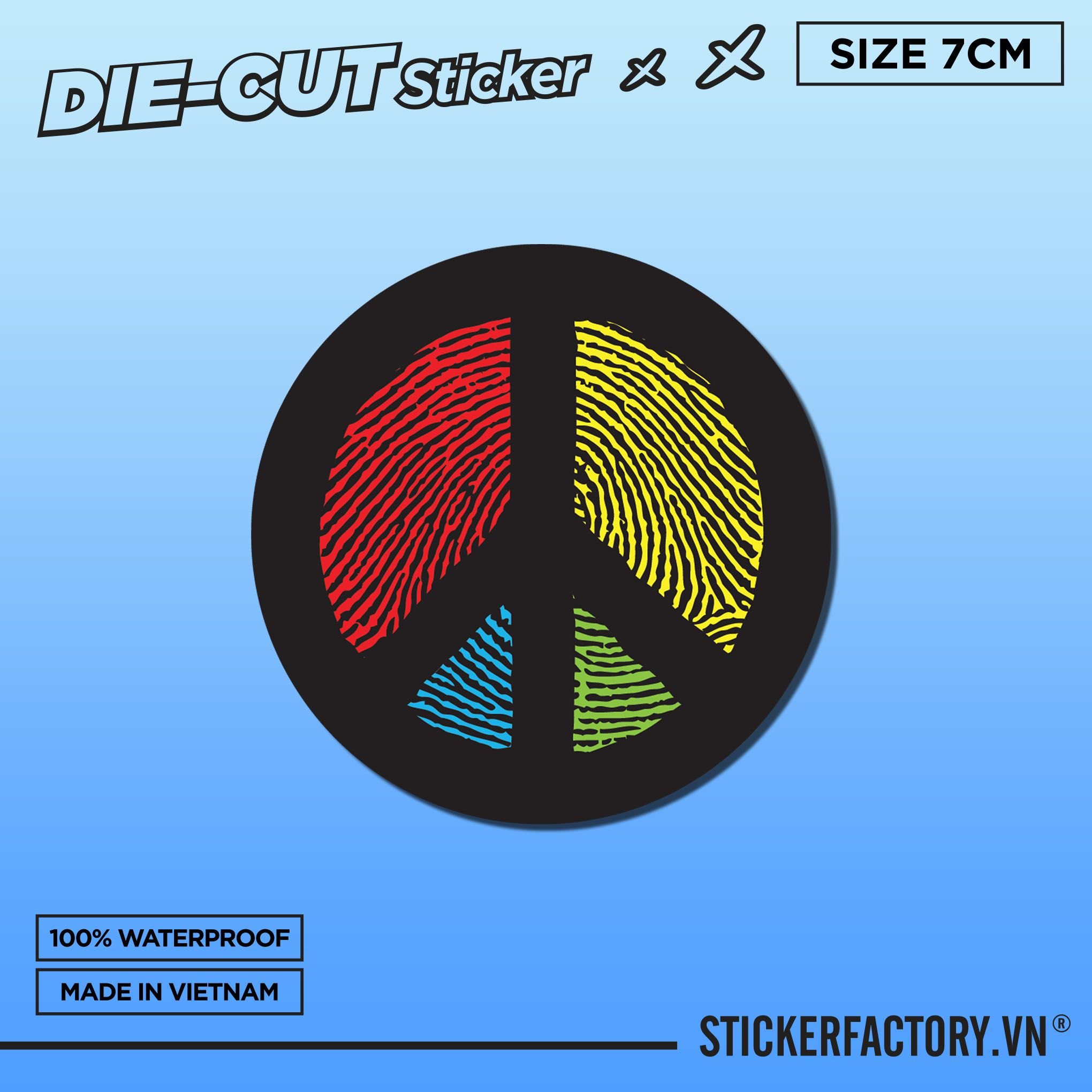 PEACE SIGN 7cm - Sticker Die-cut hình dán cắt rời
