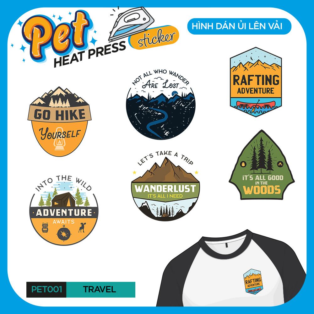 PET001 - TRAVEL - Heatpress sticker - Hình dán chuyển nhiệt