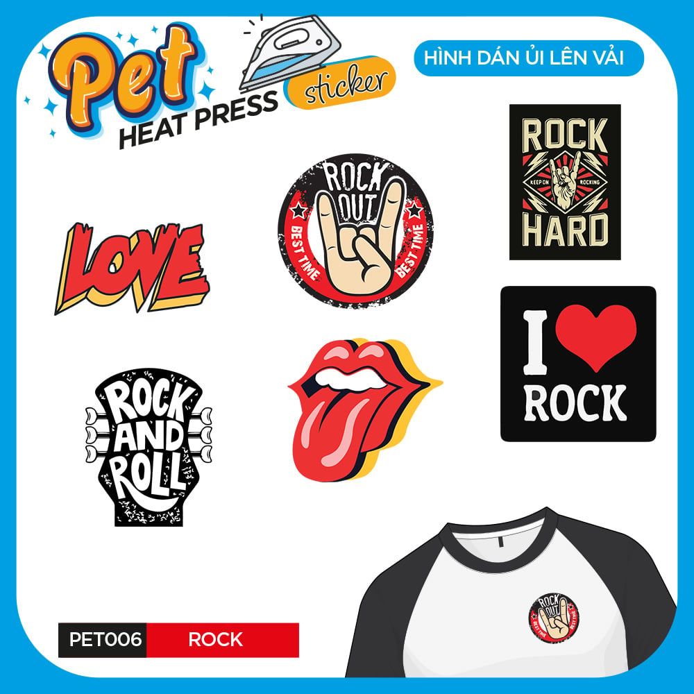 PET006 - ROCK - Heatpress sticker - Hình dán chuyển nhiệt