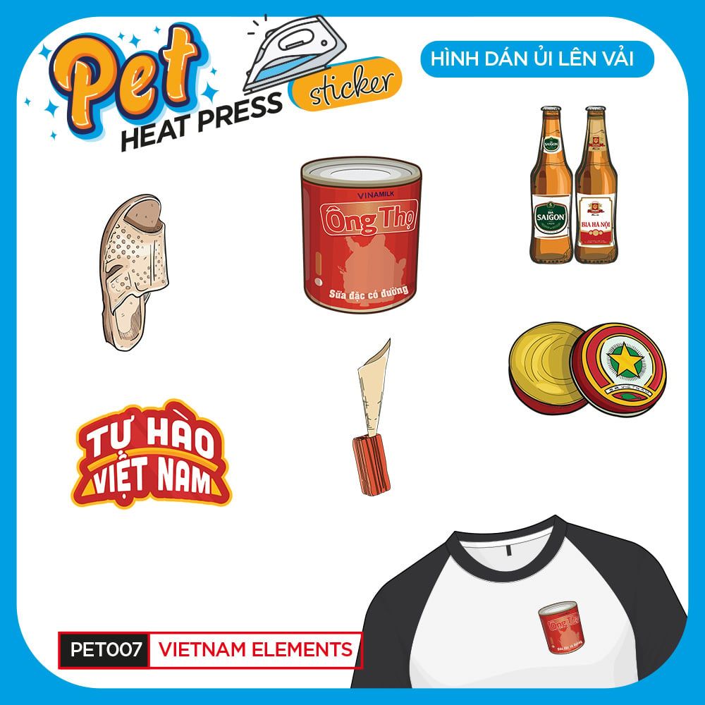 PET007 - VIETNAM ELEMENTS - Heatpress sticker - Hình dán chuyển nhiệt