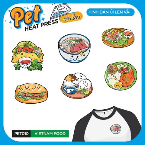  PET010 - VIETNAM FOOD  - Heatpress sticker - Hình dán chuyển nhiệt 