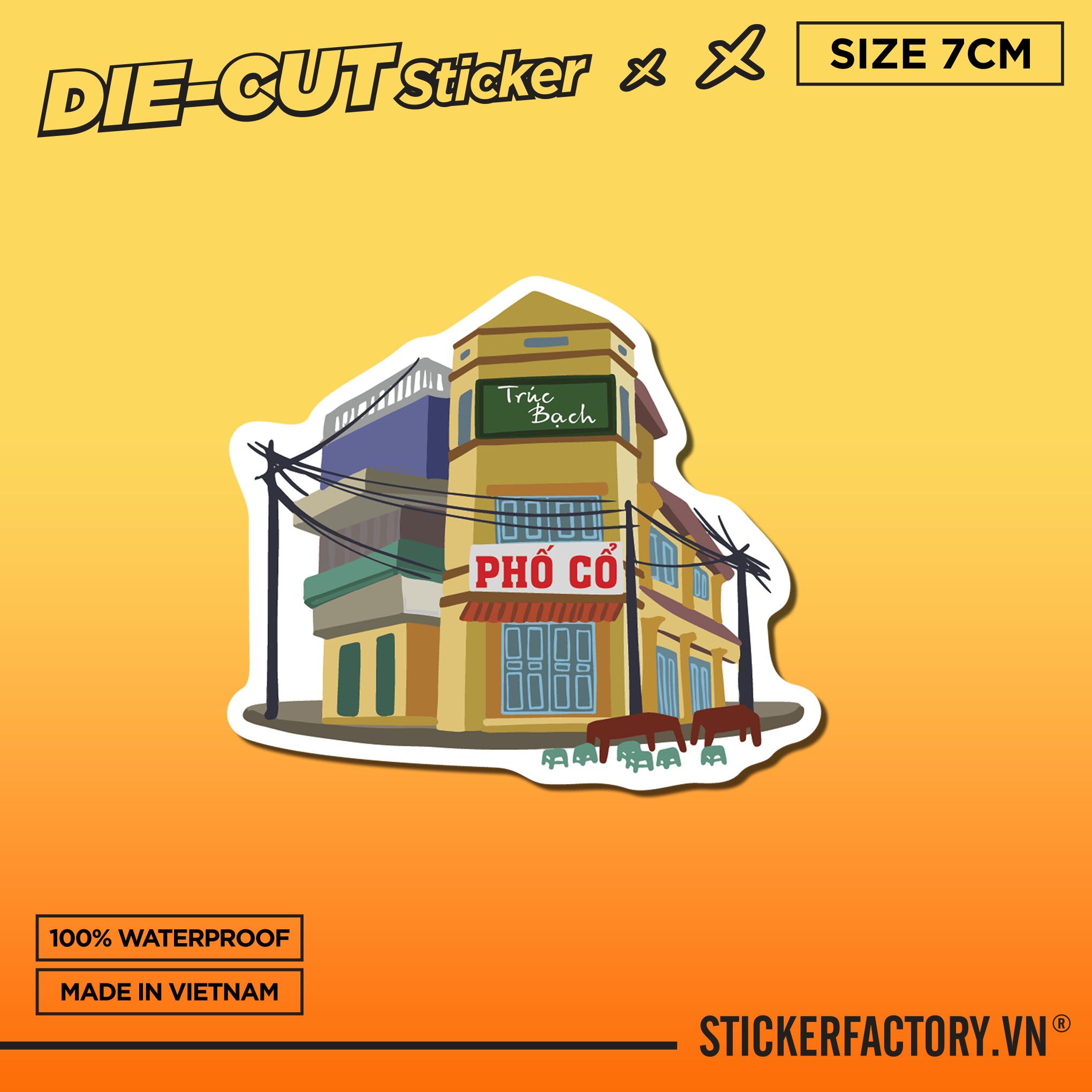 PHỐ CỔ HÀ NỘI 7cm - Sticker Die-cut hình dán cắt rời