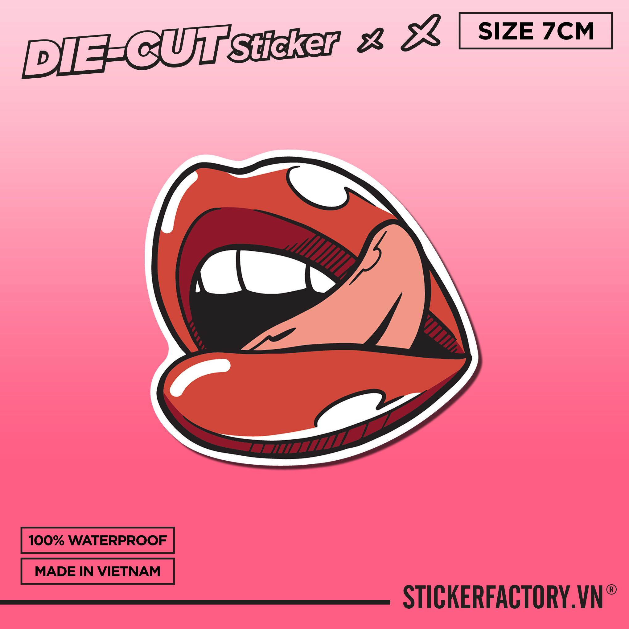 POP ART LIPS TONGUE 7cm - Sticker Die-cut hình dán cắt rời