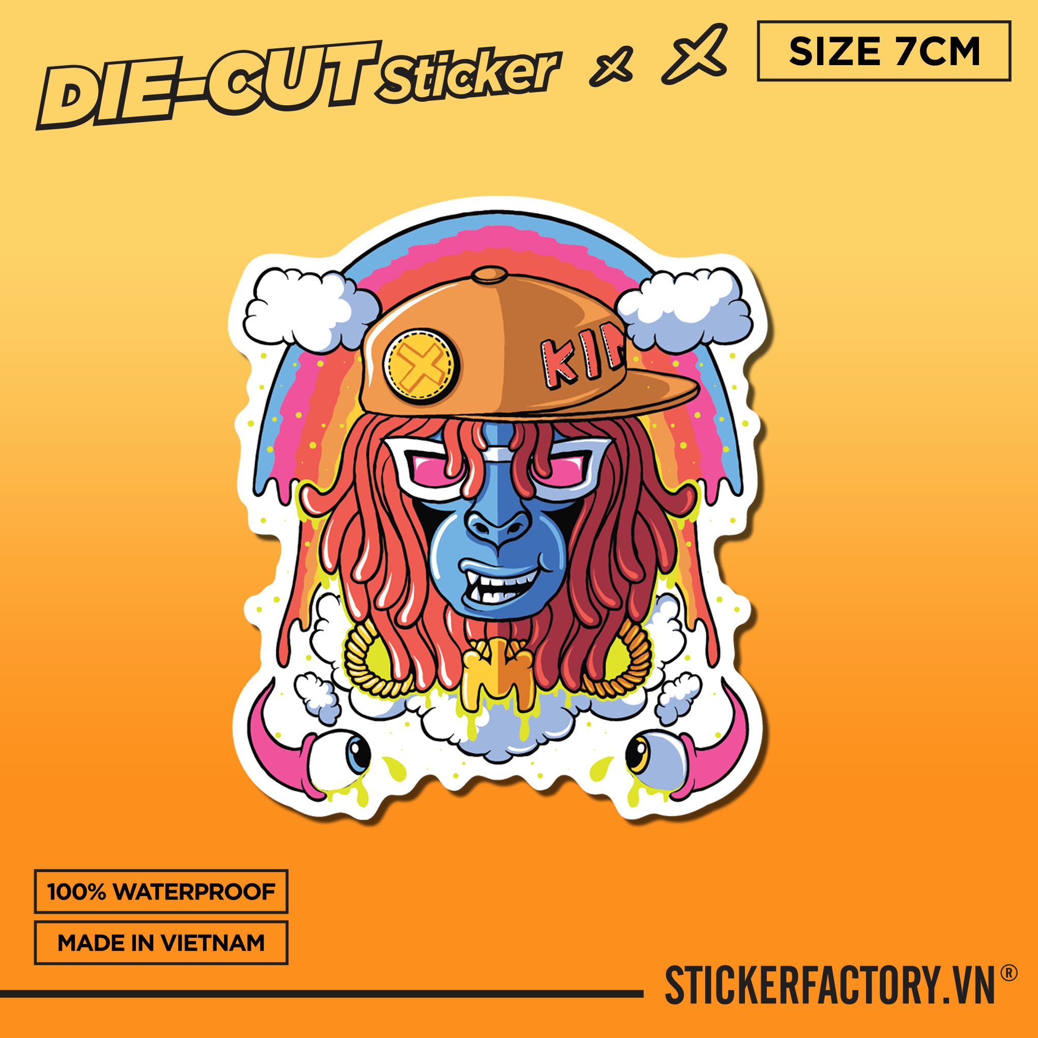 MONKEY RAINBOW CARTOON 7cm - Sticker Die-cut hình dán cắt rời