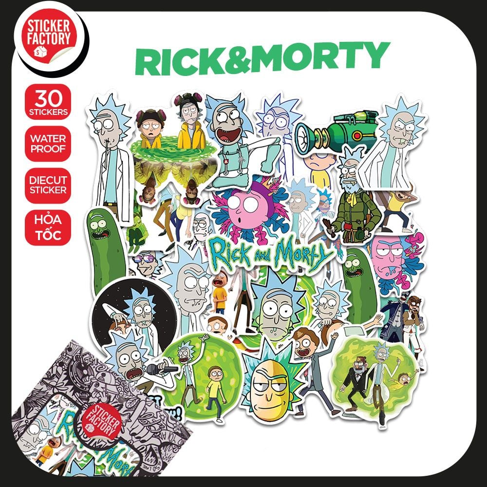 Rick & Morty - Set 30 sticker hình dán