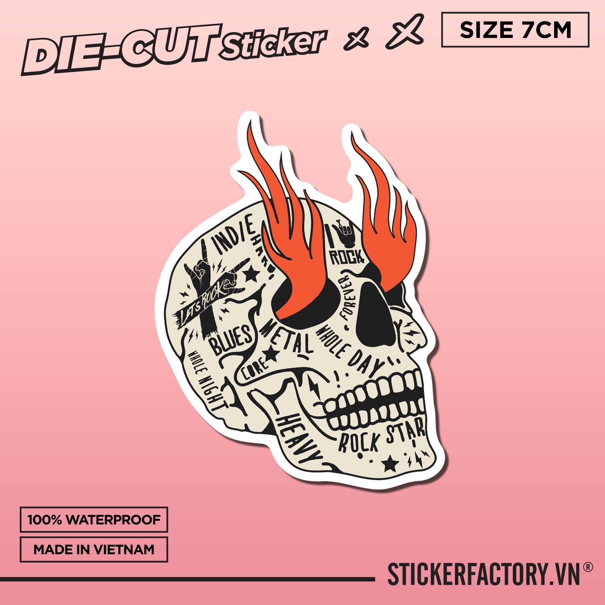ROCK SKULL 7cm - Sticker Die-cut hình dán cắt rời