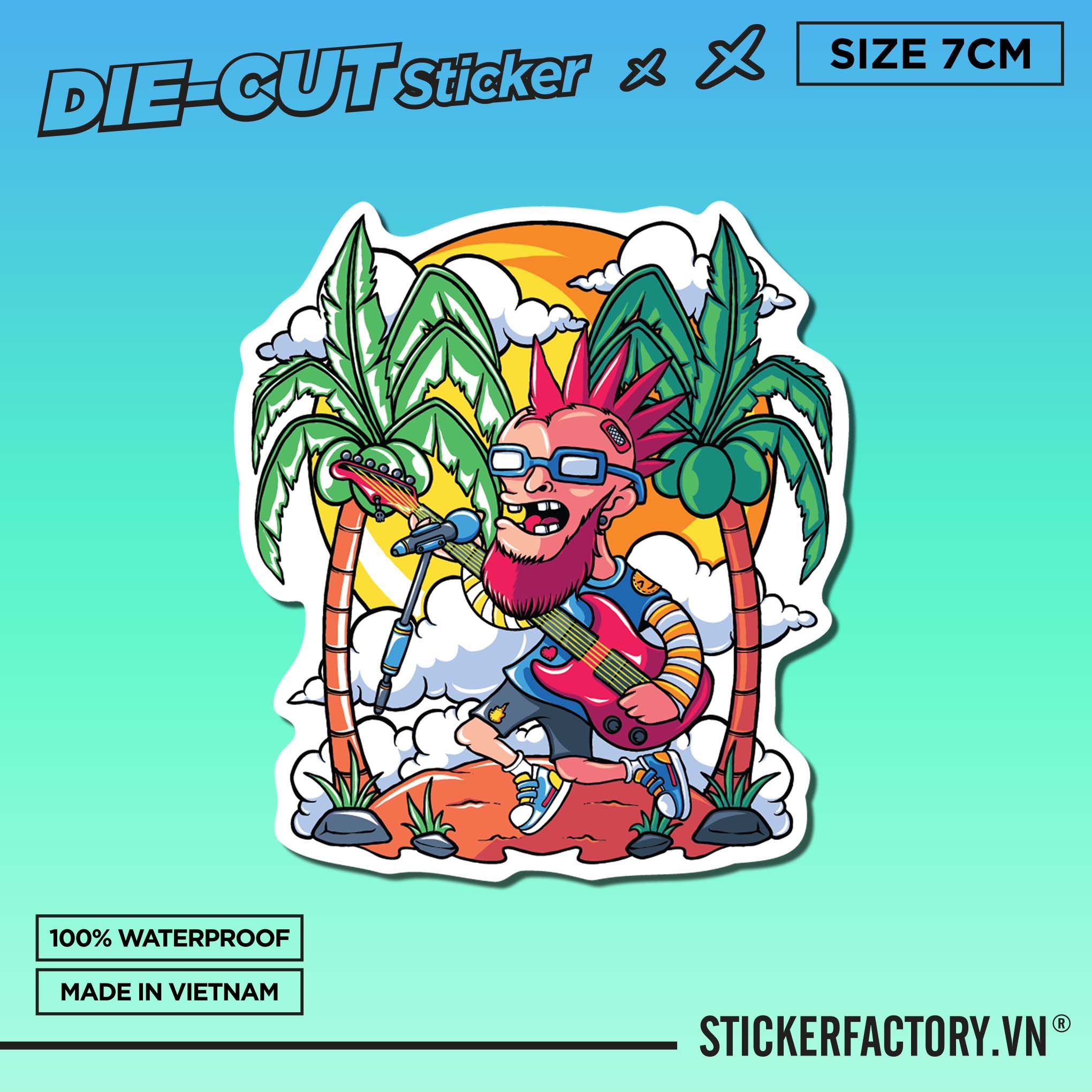 ROCK AND ROLL CARTOON 7cm - Sticker Die-cut hình dán cắt rời