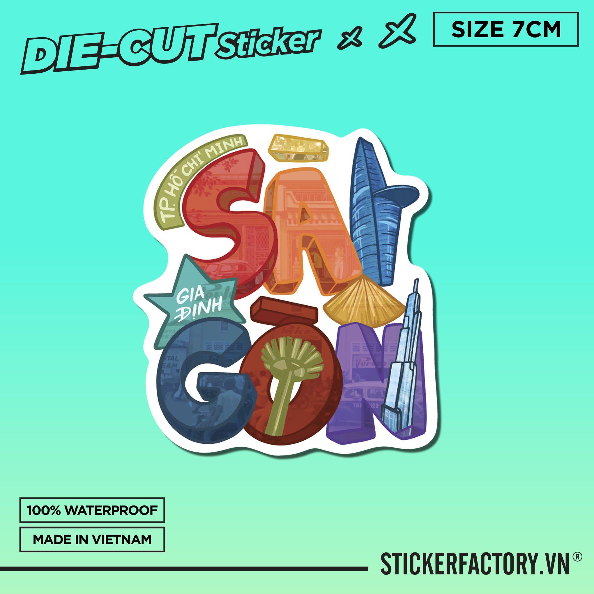 SÀI GÒN 7cm - Sticker Die-cut hình dán cắt rời