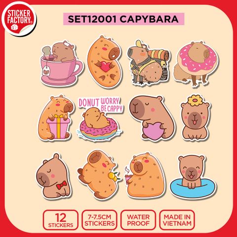  SET12001 CAPYBARA – Set 12 Die Cut Sticker Pack 